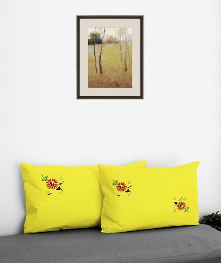 2 Piece Hand Embroidered Yellow Pillow Cover Set