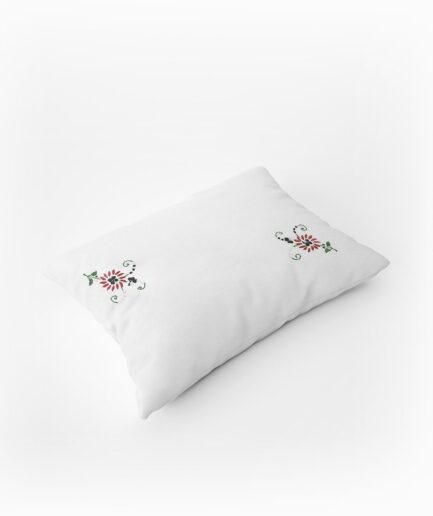 2 Piece Hand Embroidered White Pillow Cover Set
