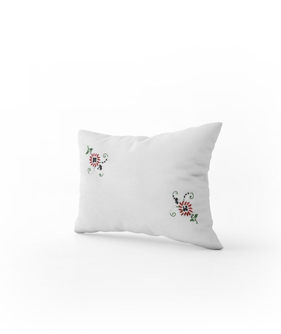 2 Piece Hand Embroidered White Pillow Cover Set