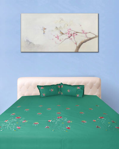 Premium Floral Embroidered Bedsheet Set - Floral