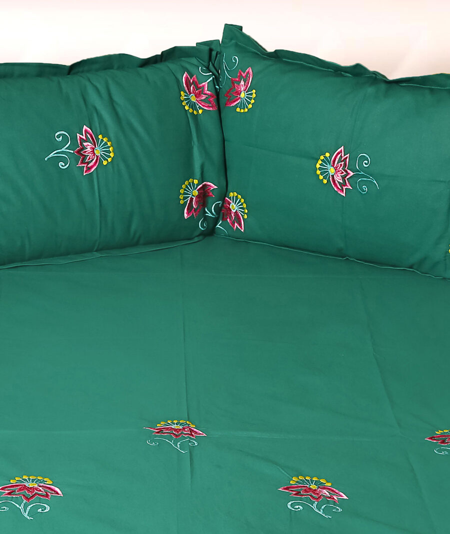 Premium Floral Embroidered Bedsheet Set - Floral - Image 4