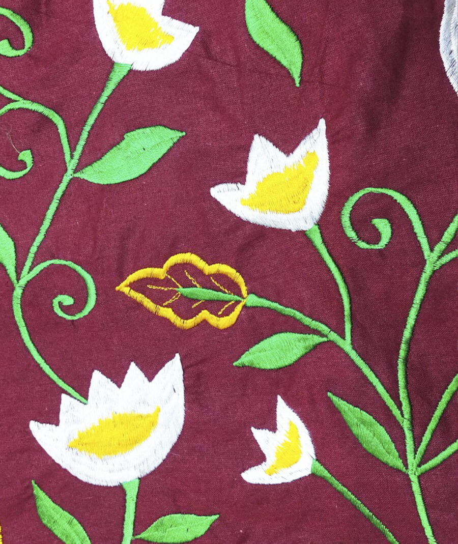 Premium Floral Embroidered Bedsheet Set – Maroon - Image 4