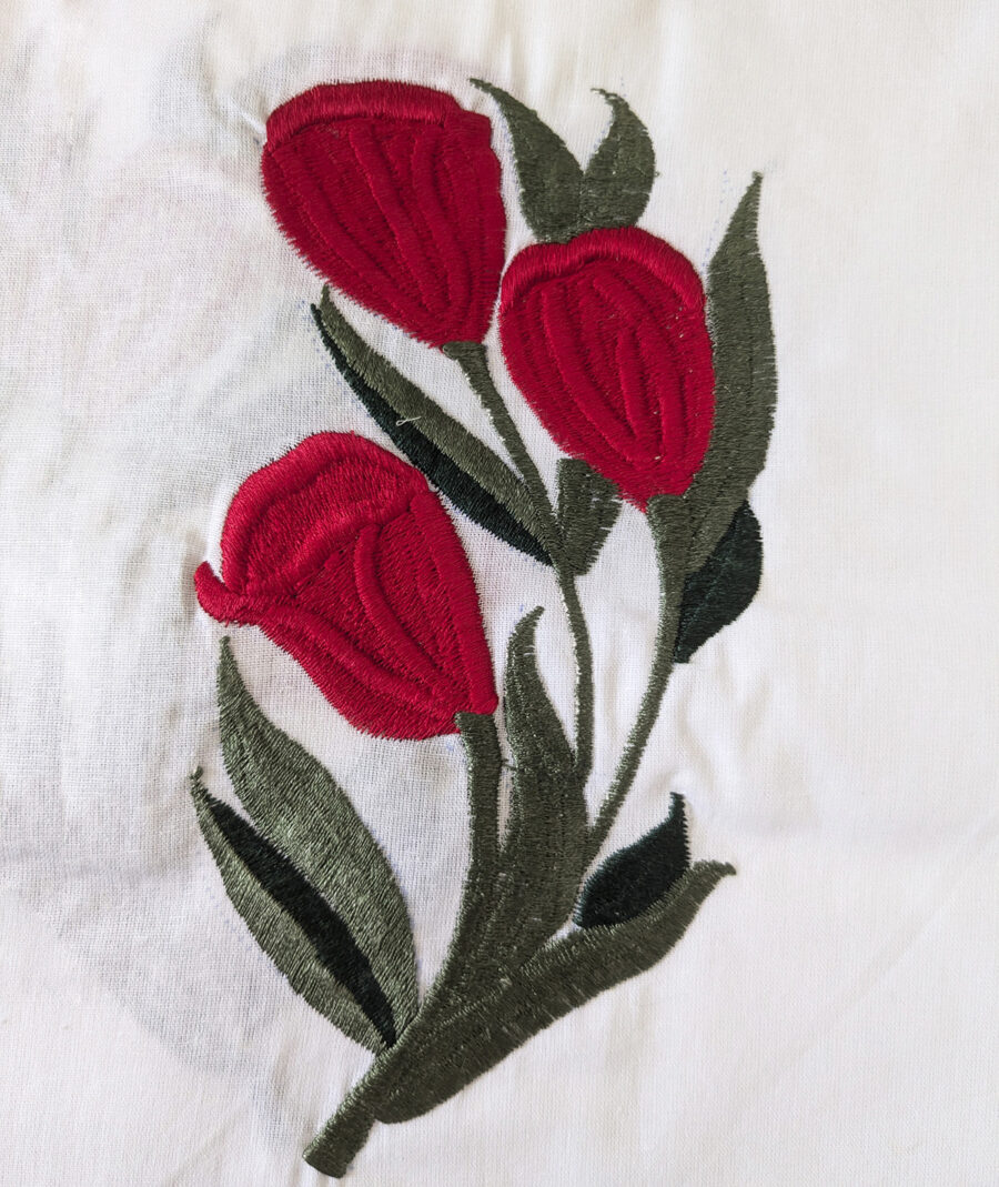 Premium Floral Embroidered Bedsheet Set – Tulip Pattern - Image 4
