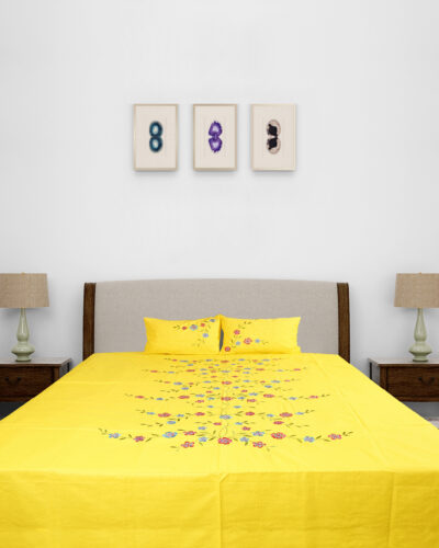 Premium Floral Embroidered Bedsheet Set – Floral Pattern