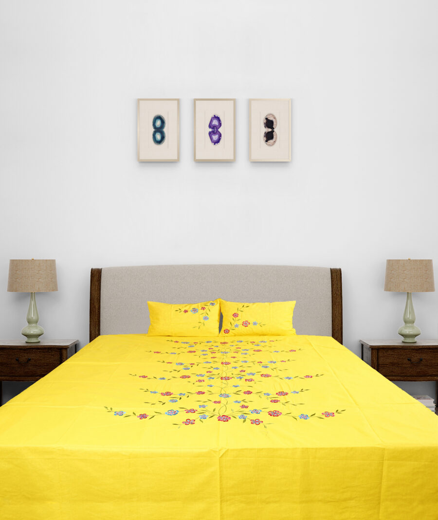 Premium Floral Embroidered Bedsheet Set – Floral Pattern