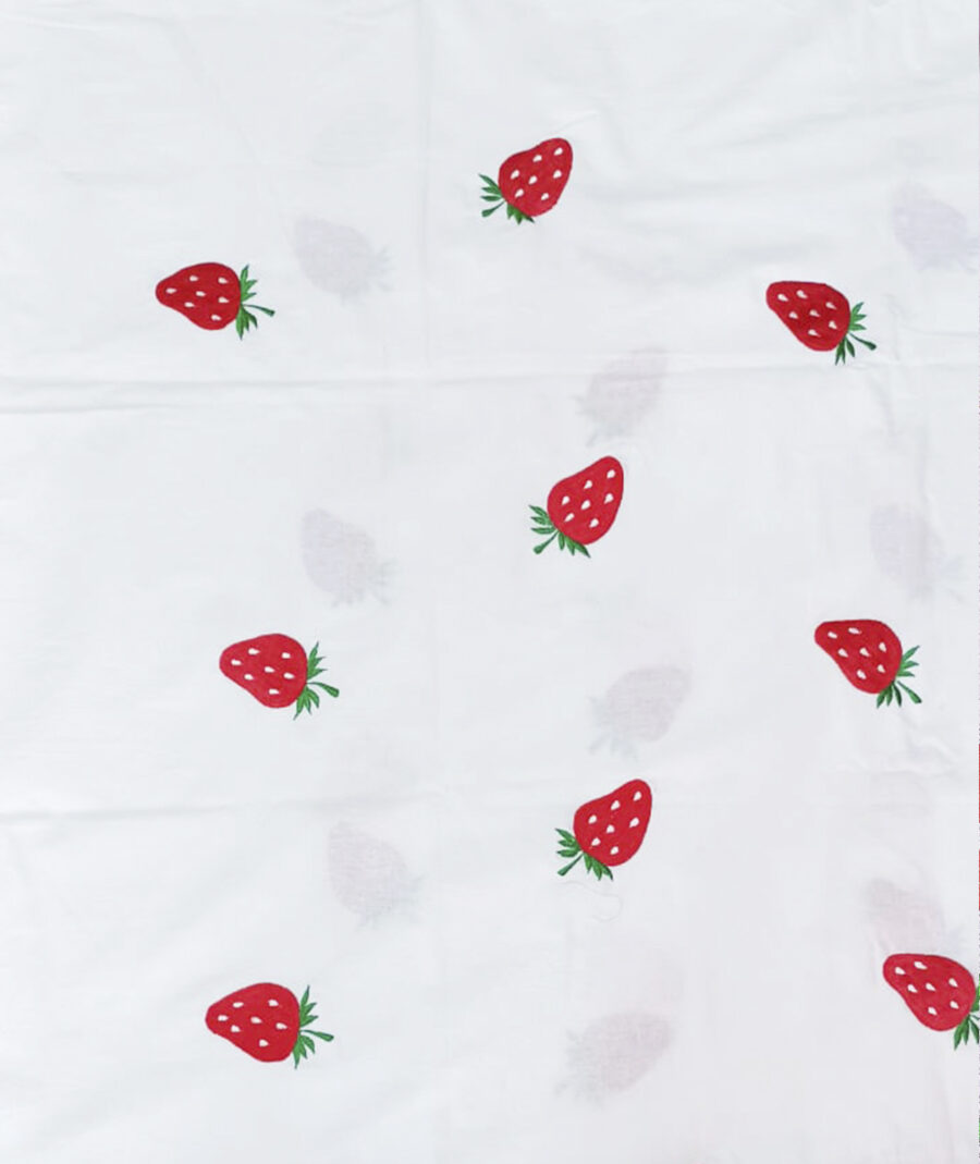 Premium Floral Embroidered Bedsheet Set – Strawberry Pattern - Image 4