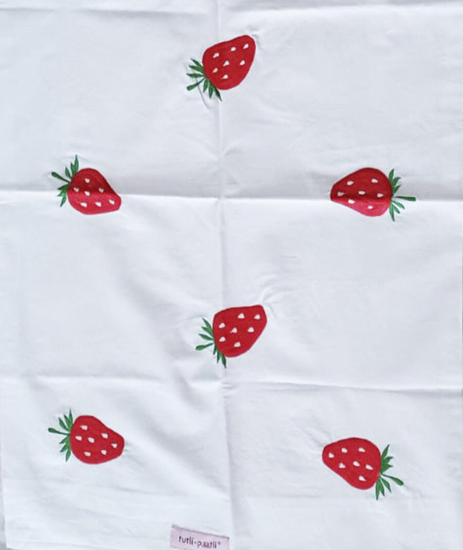Premium Floral Embroidered Bedsheet Set – Strawberry Pattern - Image 3