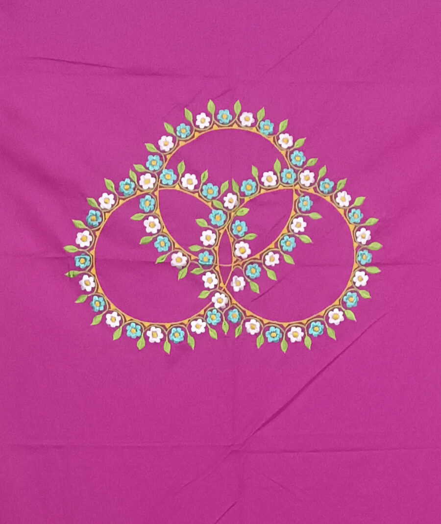 Premium Floral Embroidered Bedsheet Set – Magenta with Floral Pattern - Image 3