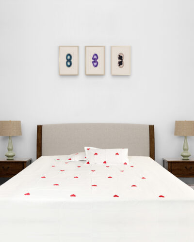 Romantic Red Heart Embroidered Cotton Bedsheet Set – Heart