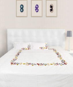 Tutli Putli Designer Embroidered Queen Size Double Bedsheet