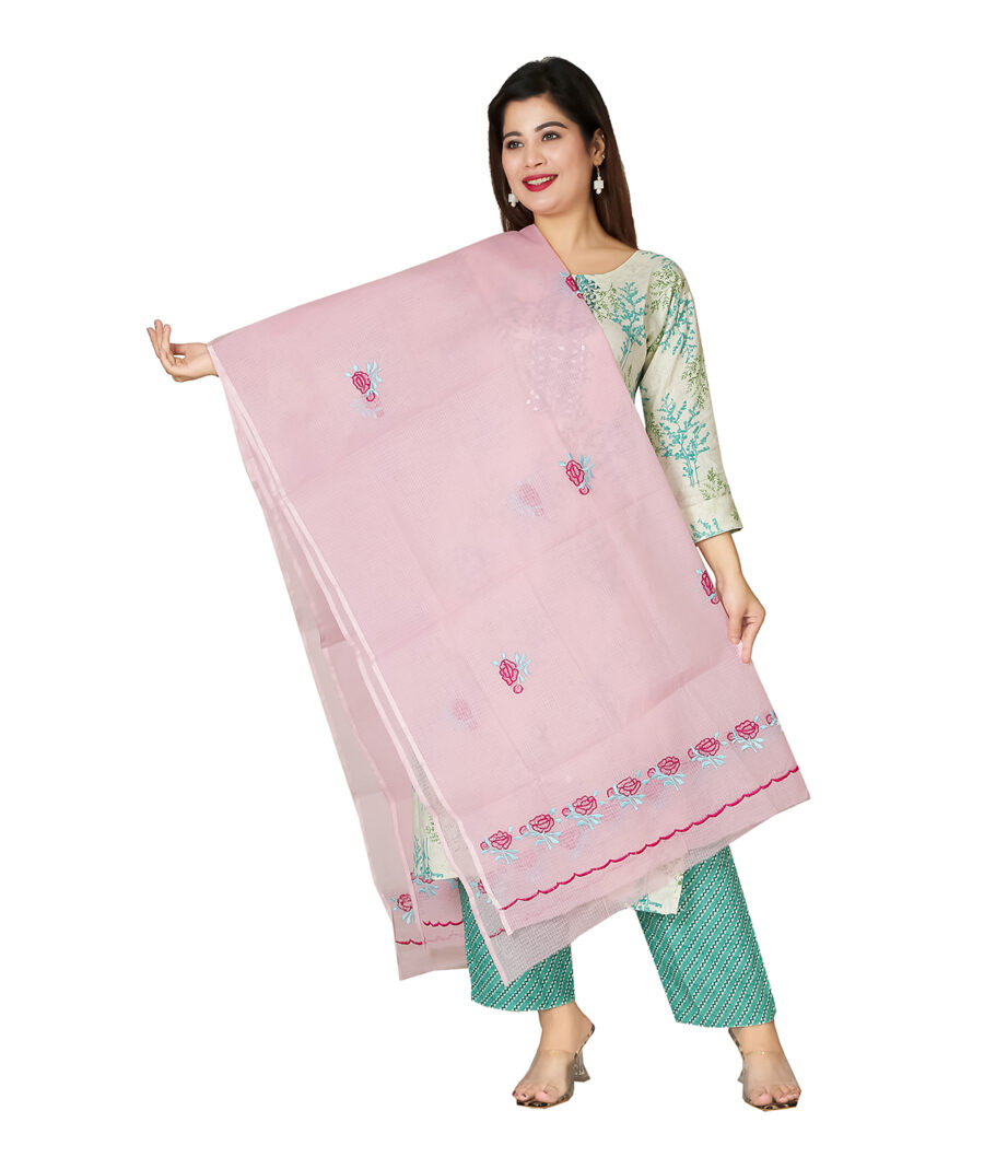 Kota Cotton Embroidered Luxurious Dupatta – Elegant & Timeless Ethnic Accessory - Image 2