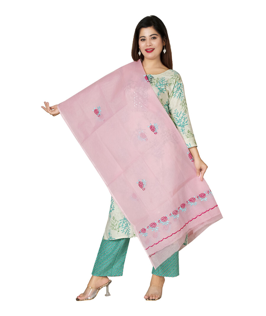 Kota Cotton Embroidered Luxurious Dupatta – Elegant & Timeless Ethnic Accessory