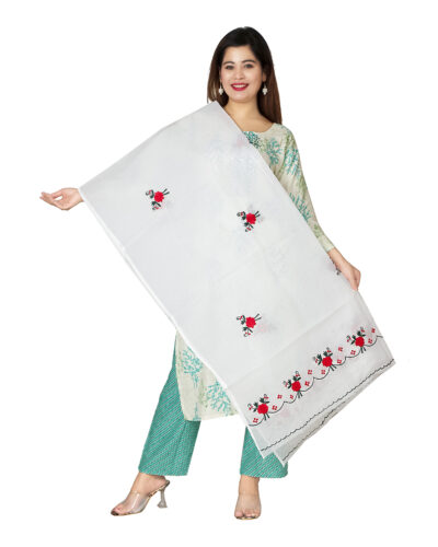 Luxurious Kota Cotton Embroidered Dupatta – Elegant Craftsmanship for Every Occasion