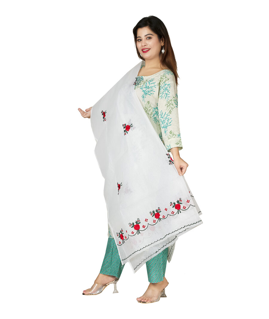 Luxurious Kota Cotton Embroidered Dupatta – Elegant Craftsmanship for Every Occasion - Image 2