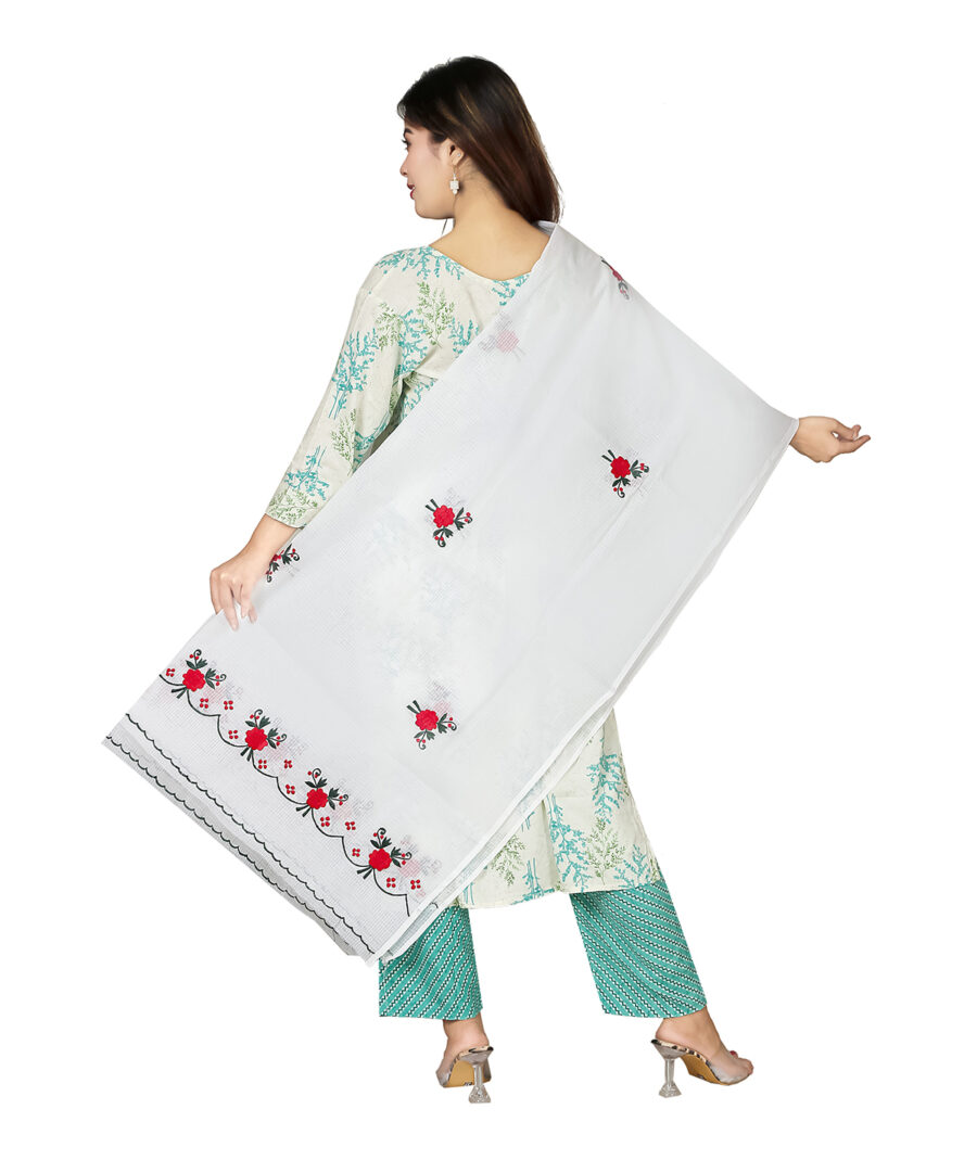 Luxurious Kota Cotton Embroidered Dupatta – Elegant Craftsmanship for Every Occasion - Image 3