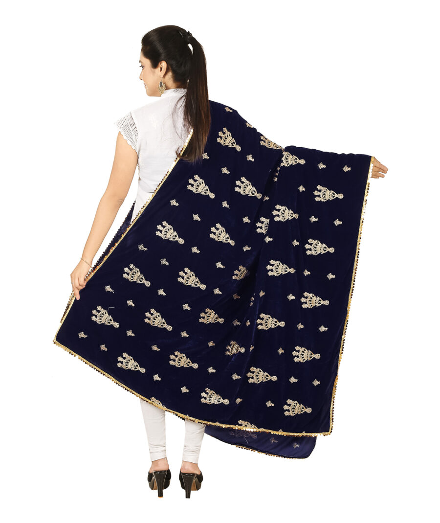 Velvet Embroidered Luxurious Dupatta – Rich Elegance for Every Occasion - Image 2